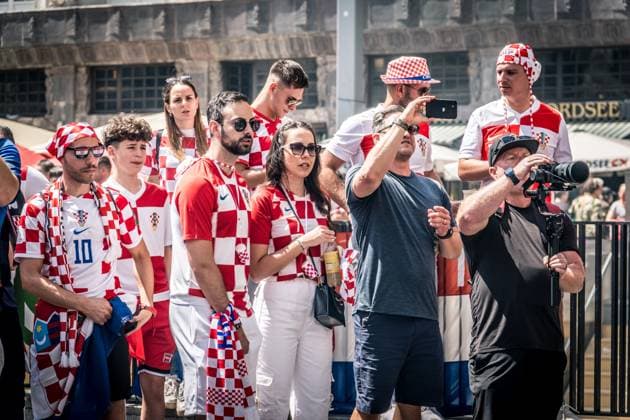 About 17000 fans of the Croatian national team gathered and celebrated for the last group match against Italy in the center of Leipzig.