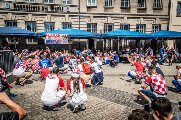 About 17000 fans of the Croatian national team gathered and celebrated for the last group match against Italy in the center of Leipzig.