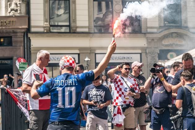 About 17000 fans of the Croatian national team gathered and celebrated for the last group match against Italy in the center of Leipzig.