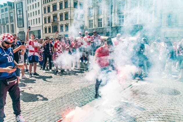 Around 17000 fans of the Croatian national team gathered and celebrated in the center of Leipzig for the last group match against Italy.
