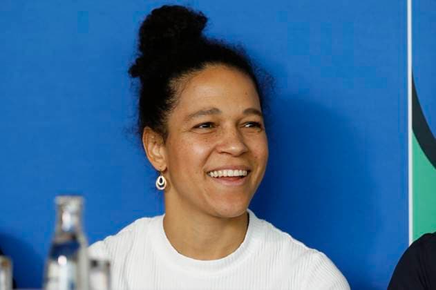 Celia Sasic at the media briefing on the interim results of the UEFA EURO 2024 matches in Liepzig at the Leipzig Media Center, 24 06 2024 Foto:xR.xStoffelsx xFuturexImagex uefa_mediengespraech_4618