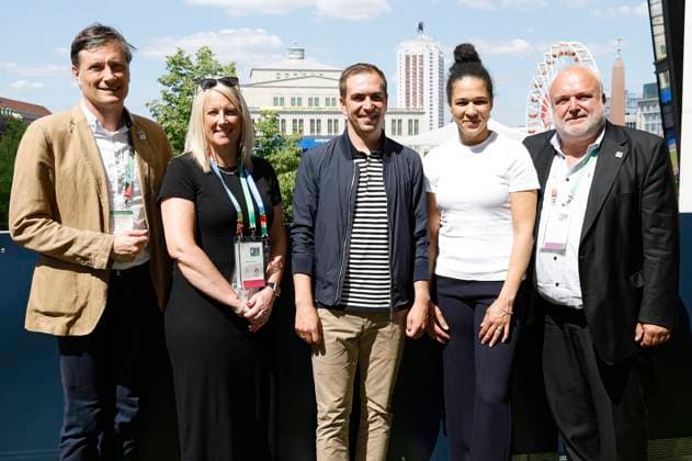 Heiko Rosenthal, Katie Brazier, Philipp Lahm, Celia Sacic and Jörg Junhold at the media briefing on the interim results of the UEFA EURO 2024 matches in Liepzig at the Media Centre Leipzig, 24 06 2024 Foto:xR.xStoffelsx xFuturexImagex uefa_mediengespraech_4624