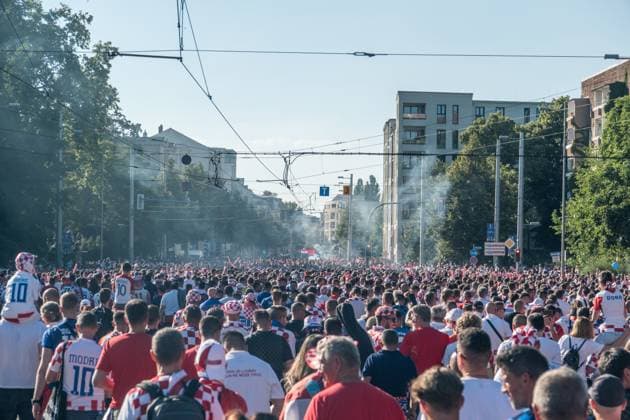 17000 fans of the Croatian national team marched tonight from Wilhelm Leuschner Platz in Leipzig to the Zentralstadion where Croatia will play against Italy tonight Fan March Croatia