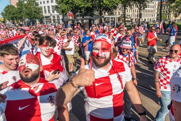 17000 fans of the Croatian national team marched tonight from Wilhelm Leuschner Platz in Leipzig to the Zentralstadion where Croatia will play against Italy tonight Fan March Croatia
