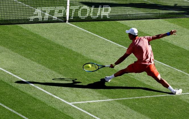 Juncheng Shang of China in action during their match. Rothesay International Eastbourne, Day 2, Tennis, Devonshire Park, Eastbourne, UK - 24 June 2024  Copyright: xJamesxMarsh Shutterstockx 14551026ce
