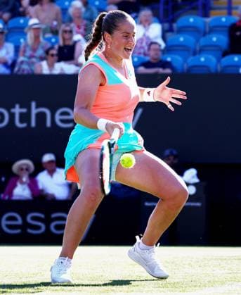 Jelena Ostapenko of Latvia in action during their match. Rothesay International Eastbourne, Day 2, Tennis, Devonshire Park, Eastbourne, UK - 24 June 2024  Copyright: xJamesxMarsh Shutterstockx 14551026cn