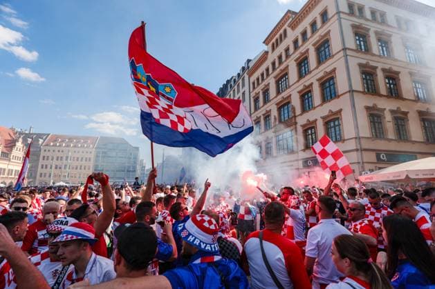 Leipzig: Croatia fans during UEFA EURO, EM, Europameisterschaft,Fussball 2024 - Croatia vs Italy, UEFA European Football Championship in Leipzig, Germany, June 24 2024 UEFA European Football Championship - UEFA Euro 2024 - Croatia vs Italy  - ZUMAp169 20240624_zsa_p169_069 Copyright: xIPAx