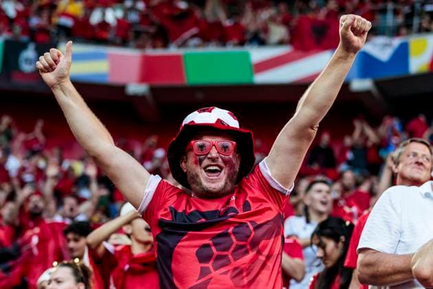 UEFA EURO 2024 Albania Spain 24 06 2024 Impressions of fans in the stands before kick-off UEFA EURO 2024 Albania Spain Arena Düsseldorf, Düsseldorf, on 24 06 2024 Copyright: xBEAUTIFULxSPORTS Meuselx