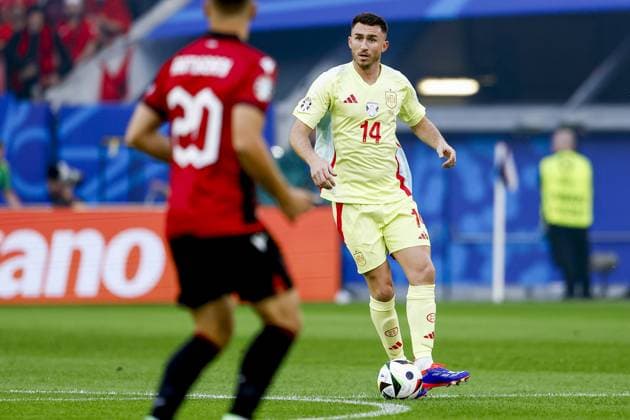 DUSSELDORF, Dusseldorf Arena ,24-06-2024 , European Football Championship Euro2024, Group stage match no.27 between Albania and Spain, Spain player Aymeric Laporte Albania - Spain (Euro2024)  x25588215x Copyright:
