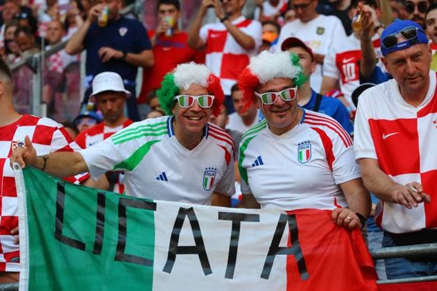 Croatia Italy UEFA EURO 2024 Leipzig, 24 06 2024, Leipzig Stadium, UEFA EURO 2024 Germany, Gr F Preliminary Round , Croatia CRO vs ITALY ITA , In the picture Fans Italy ,