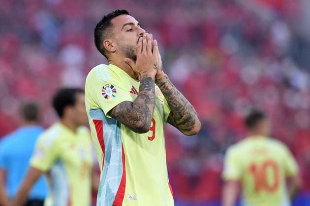 Soccer UEFA EURO 2024 Group Stage 3 Matchday Albania Spain on 24 06 2024 at Düsseldorf Arena in Düsseldorf Joselu Spain disappointed xRx