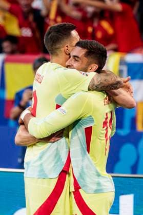 UEFA EURO 2024 Albania Spain 24 06 2024 Cheers after the goal by Ferran Torres Spain, 11 UEFA EURO 2024 Albania Spain Arena Düsseldorf, Düsseldorf, on 24 06 2024 Copyright: xBEAUTIFULxSPORTS Meuselx
