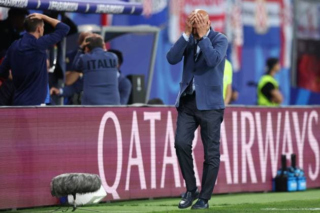 Italy manager Luciano Spalletti reacts Croatia v Italy, UEFA European Championship, EM, Europameisterschaft 2024, Group B, Football, Leipzig Stadium, Leipzig, Germany, 24 Jun 2024 EDITORIAL USE ONLY No use with unauthorised audio, video, data, fixture lists, club league logos or live services. Online in-match use limited to 120 images, no video emulation. No use in betting, games or single club league player publications. Copyright: xMattxWest Shutterstockx 14551036ax