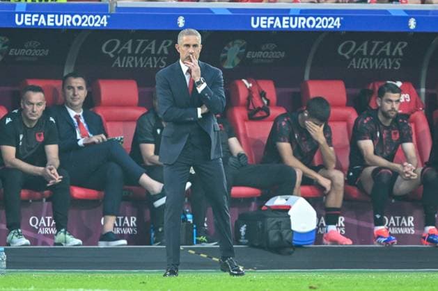 European Championship 2024 Albania Spain on 24 06 2024 in the Merkur Spiel Arena in Düsseldorf Coach Sylvinho ALB MT