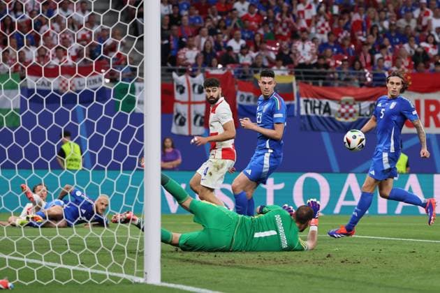 Croatia Italy UEFA EURO 2024 Leipzig, 24 06 2024, Leipzig Stadium, UEFA EURO 2024 Germany, Gr F preliminary round , Croatia CRO vs ITALY ITA , In the picture goal area scene ,