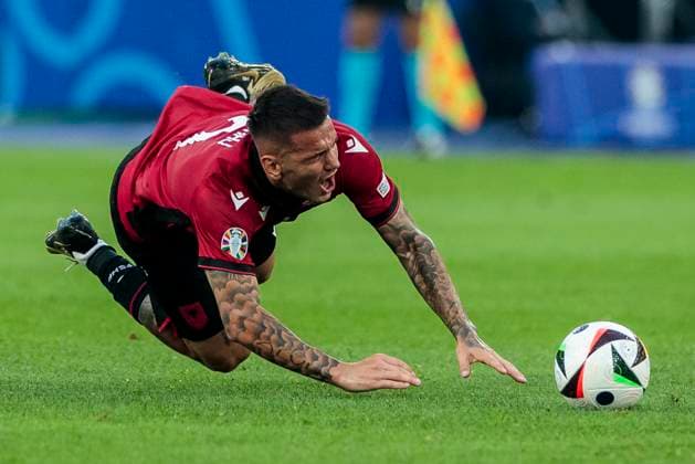 UEFA EURO 2024 Albania Spain 24 06 2024 Rey Manaj Albania, 7 UEFA EURO 2024 Albania Spain Arena Düsseldorf, Düsseldorf, on 24 06 2024 Copyright: xBEAUTIFULxSPORTS Meuselx