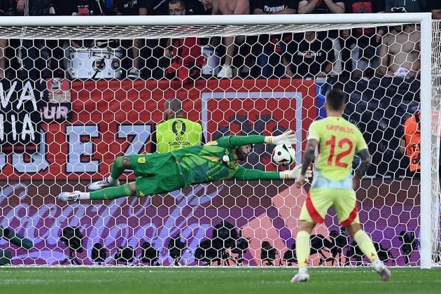 Soccer UEFA EURO 2024 Group Stage 3 Matchday Albania Spain on 24 06 2024 at the Düsseldorf Arena in Düsseldorf David Raya Spain xRx