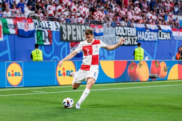 UEFA EURO 2024 Croatia Italy 24 06 2024 Josip Stanisic Croatia, 2 shoots UEFA EURO 2024 Croatia Italy Leipzig Stadium, Leipzig on 24 06 2024 Copyright: xBEAUTIFULxSPORTS Wunderlx