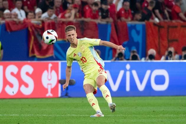 Daniel Olmo Spain, 10 on the ball, GER, Albania ALB vs Spain ESP , European Football Championship, UEFA EURO 2024, Group B, Matchday 3, 24 06 2024 GER, Albania ALB vs Spain ESP , European Football Championship, UEFA EURO 2024, Group B, Matchday 3, 24 06 2024 Duesseldorf Copyright: xEibner-Pressefoto Memmlerx EP_MMR