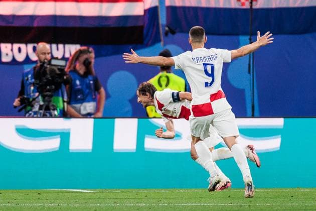 UEFA EURO 2024 Croatia Italy 24 06 2024 Luka Modric celebrates 1-0 Croatia, 10 UEFA EURO 2024 Croatia Italy Leipzig Stadium, Leipzig on 24 06 2024 Copyright: xBEAUTIFULxSPORTS Wunderlx