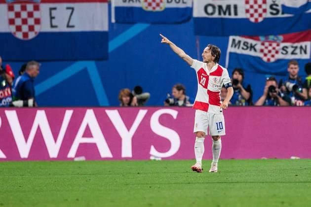UEFA EURO 2024 Croatia Italy 24 06 2024 Luka Modric celebrates 1-0 Croatia, 10 UEFA EURO 2024 Croatia Italy Leipzig Stadium, Leipzig on 24 06 2024 Copyright: xBEAUTIFULxSPORTS Wunderlx