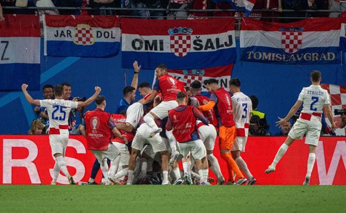 Football, Men, Season 2023 24, UEFA Euro 2024, Group B 3 Matchday in Leipzig, Croatia Italy, Croatian cheers after Luka Modrics 1-0 goal Croatia , 24 06 2024, Copyright: xMatthiasxKochx