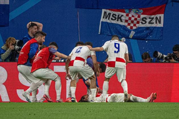 Football, Men, Season 2023 24, UEFA Euro 2024, Group B 3 Matchday in Leipzig, Croatia Italy, Croatian cheers after Luka Modrics 1-0 goal Croatia , 24 06 2024, Copyright: xMatthiasxKochx