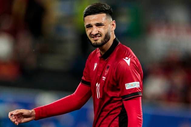 UEFA EURO 2024 Albania Spain 24 06 2024 Armando Broja Albania, 11 UEFA EURO 2024 Albania Spain Arena Düsseldorf, Düsseldorf, on 24 06 2024 Copyright: xBEAUTIFULxSPORTS Meuselx