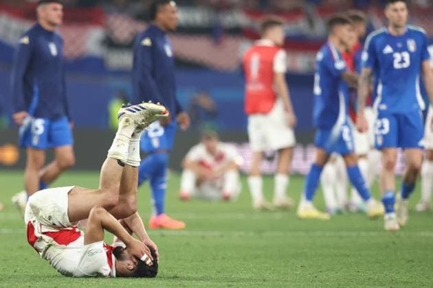 A dejected Josko Gvardiol of Croatia after the full time whistle Croatia v Italy, UEFA European Championship, EM, Europameisterschaft 2024, Group B, Football, Leipzig Stadium, Leipzig, Germany, 24 Jun 2024 EDITORIAL USE ONLY No use with unauthorised audio, video, data, fixture lists, club league logos or live services. Online in-match use limited to 120 images, no video emulation. No use in betting, games or single club league player publications.  Copyright: xMattxWest Shutterstockx 14551036cs