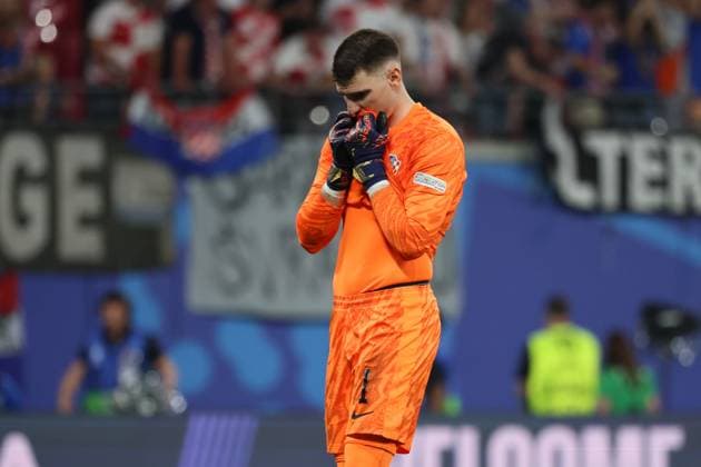 Croatia Italy UEFA EURO 2024 Leipzig, 24 06 2024, Leipzig Stadium, UEFA EURO 2024 Germany, Gr F Preliminary Round , Croatia CRO vs ITALY ITA , In the picture goalkeeper Dominik Livakovic 1, Croatia ,