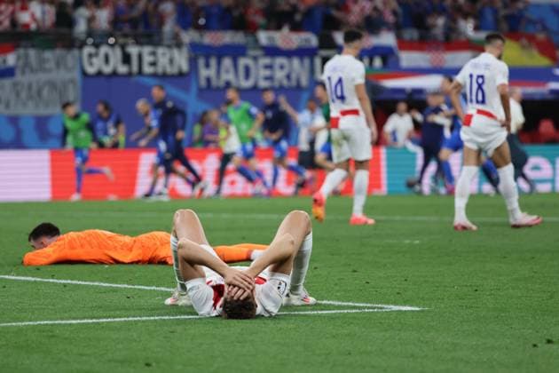 Croatia Italy UEFA EURO 2024 Leipzig, 24 06 2024, Leipzig Stadium, UEFA EURO 2024 Germany, Gr F preliminary round , Croatia CRO vs ITALY ITA 1 1 0 0 , In the picture Josip Stanisic 2, Croatia disappointed ,