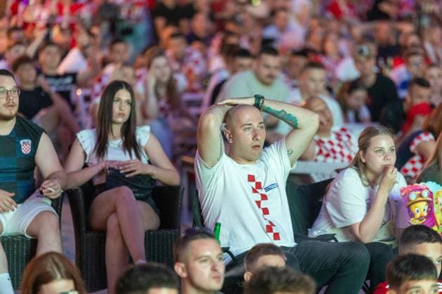 Disappointed fans of Croatia after the match with Italy in Euro 2024 ended in a draw Fans of Croatia are disappointed and sad on June 24, 2024 in Osijek, Croatia after the UEFA EURO, EM, Europameisterschaft,Fussball 2024 football match between Croatia and Italy ended in a draw. Bornaxjaksic PIXSELL