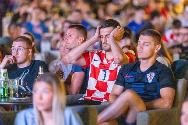 Disappointed fans of Croatia after the match with Italy in Euro 2024 ended in a draw Fans of Croatia are disappointed and sad on June 24, 2024 in Osijek, Croatia after the UEFA EURO, EM, Europameisterschaft,Fussball 2024 football match between Croatia and Italy ended in a draw. Bornaxjaksic PIXSELL