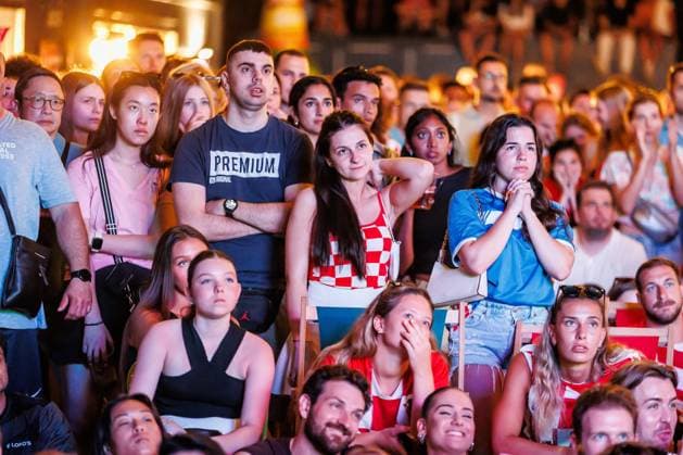 Disappointed fans of Croatia after the match with Italy in Euro 2024 ended in a draw Fans of Croatia are disappointed and sad on June 24, 2024 in Split, Croatia after the UEFA EURO, EM, Europameisterschaft,Fussball 2024 football match between Croatia and Italy ended in a draw. ZvonimirxBarisin PIXSELL