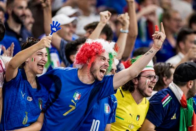 Croatia v Italy, UEFA EURO, EM, Europameisterschaft,Fussball 2024, Leipzig, Germany Leipzig, Germany. 24th, June 2024. Energetic football fans of Italy seen on the stands during the UEFA Euro 2024 match in Group B between Croatia and Italy at Red Bull Arena in Leipzig. Leipzig Germany  Copyright: xGonzalesxPhoto LassexLagonix