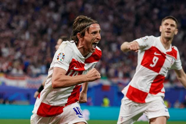 24th June 2024, Leipzig Stadium: Luka Modric (10 Croatia) celebrates after scoring the goal during the UEFA EURO, EM, Europameisterschaft,Fussball 2024 Germany Group B football match between Croatia and Italy at Leipzig Stadium, Germany. Francesco Farina SPP (FRANCESCO FARINA SPP)  Copyright: xFRANCESCOxFARINAx xSPPx spp-en-FrFa-_O2A6108