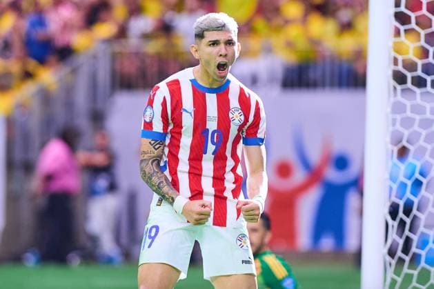RECORD DATE NOT STATED Copa America USA 2024 Colombia vs Paraguay Julio Enciso of Paraguay celebrate this goal 2-1 of Paraguay during the game between Colombia and Paraguay as part of the CONMEBOL Copa America USA 2024 group D, at NRG Stadium, on June 24, 2024 in Houston, Texas, United States. HOUSTON TEXAS UNITED STATES  Copyright: xJONATHANxDUENASx 20240624183029_CA_GD_2024_COL_PAR_ENSISO31