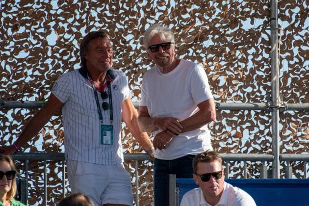 20240624 Mallorca Championships SANTA PONSA, SPAIN JUNE 24 2024 Johan Kjellsten is a former Swedish professional tennis player, Richard Branson at Mallorca Championships on June 24, 2024 in Santa Ponsa, Santa Ponsa Baleares Spain