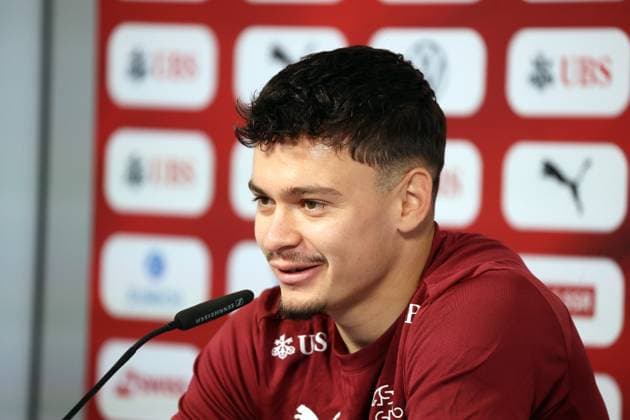 25 06 24 Switzerland PK Rieder Germany, Stuttgart, 25 06 2024, Football, UEFA Euro 2024, PK Switzerland Fabian Rieder