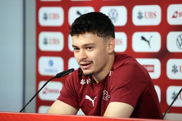 25 06 24 Switzerland PK Rieder Germany, Stuttgart, 25 06 2024, Football, UEFA Euro 2024, PK Switzerland Fabian Rieder
