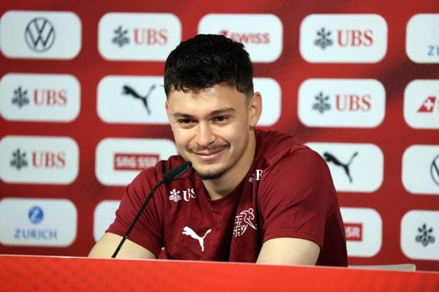 25 06 24 Switzerland PK Rieder Germany, Stuttgart, 25 06 2024, Football, UEFA Euro 2024, PK Switzerland Fabian Rieder
