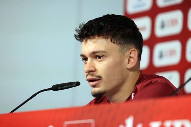 25 06 24 Switzerland PK Rieder Germany, Stuttgart, 25 06 2024, Football, UEFA Euro 2024, PK Switzerland Fabian Rieder
