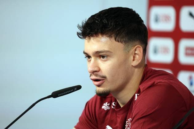 25 06 24 Switzerland PK Rieder Germany, Stuttgart, 25 06 2024, Football, UEFA Euro 2024, PK Switzerland Fabian Rieder