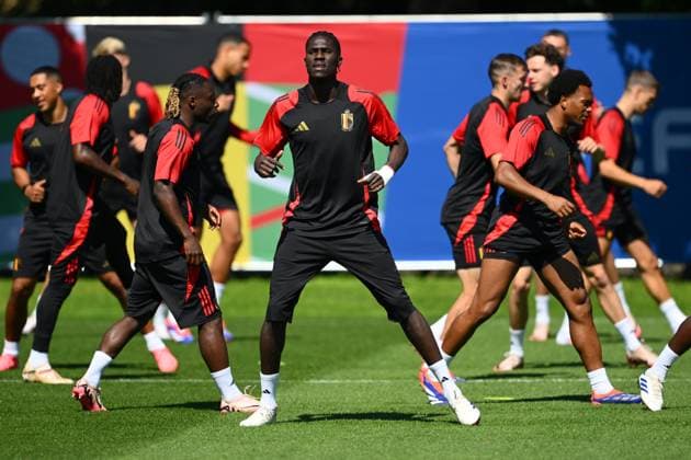 Belgium Media Activities - UEFA EURO, EM, Europameisterschaft,Fussball 2024 25 06 2024 FREIBERG AM NECKA, GERMANY - JUNE 25 : Onana Amadou midfielder of Belgium during a training session of the Belgian Red Devils at the UEFA EURO 2024 European Football Championship tournament on June 25, 2024 in Freiberg am Necka, Germany, 25 06 2024 Freiberg am Necka Germany  Copyright: xVincentxKalutx