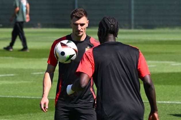 Belgium Media Activities - UEFA EURO, EM, Europameisterschaft,Fussball 2024 25 06 2024 FREIBERG AM NECKA, GERMANY - JUNE 25 : Meunier Thomas defender of Belgium during a training session of the Belgian Red Devils at the UEFA EURO 2024 European Football Championship tournament on June 25, 2024 in Freiberg am Necka, Germany, 25 06 2024 Freiberg am Necka Germany  Copyright: xVincentxKalutx