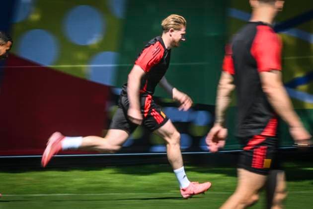 Belgium Media Activities - UEFA EURO, EM, Europameisterschaft,Fussball 2024 25 06 2024 FREIBERG AM NECKA, GERMANY - JUNE 25 : De Bruyne Kevin forward of Belgium during a training session of the Belgian Red Devils at the UEFA EURO 2024 European Football Championship tournament on June 25, 2024 in Freiberg am Necka, Germany, 25 06 2024 Freiberg am Necka Germany  Copyright: xVincentxKalutx