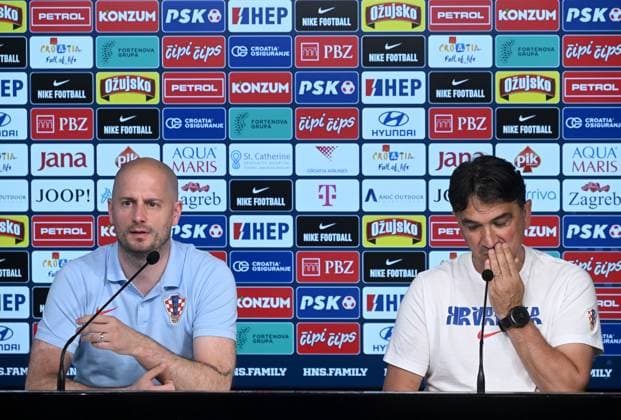 UEFA EURO, EM, Europameisterschaft,Fussball 2024: Croatia press Head of communications at Croatian Football Federation Tomislav Pacak and Head Coach of Croatia national football team Zlatko Dalic attend a press conference, PK, Pressekonferenz in Neuruppin, Germany, on June 25, 2024. MarkoxLukunic PIXSELL