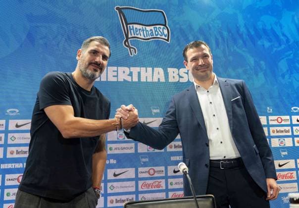 Football, Men, Season 2024 2025, 2 Bundesliga, Hertha BSC, Press conference, Presentation of the new coach Cristian Fiel, in the picture, f l Coach Cristian Fiel Hertha BSC , Sports Director Benjamin Weber Hertha BSC , 25 06 2024, Copyright: xMatthiasxKochx