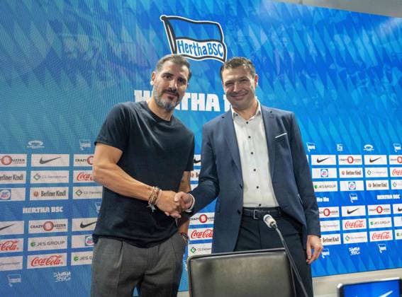 Football, Men, Season 2024 2025, 2 Bundesliga, Hertha BSC, Press conference, Presentation of the new coach Cristian Fiel, v l , 25 06 2024, Copyright: xMatthiasxKochx