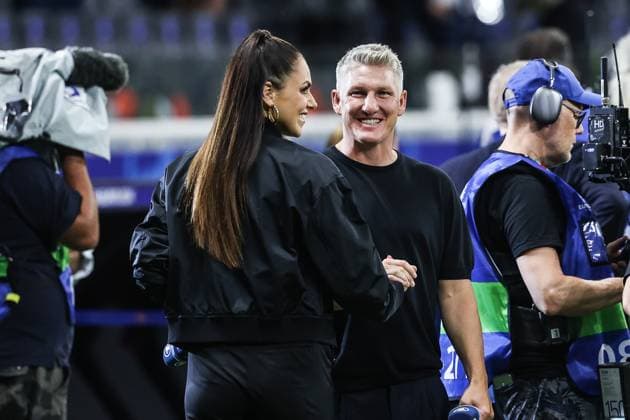 Sport, Football, UEFA EURO 2024 Group A 3 Matchday Switzerland Germany 23 06 2024, Frankfurt Arena Esther Sedlaczek Presenter ARD , Bastian Schweinsteiger Expert ARD Frankfurt am Main Frankfurt Arena Hessen Germany